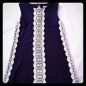 Hartstrings Navy Knit Dress, Lace, 18 mo.